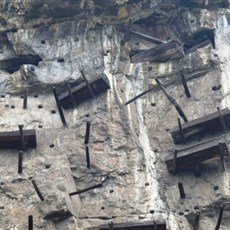 Hanging coffins outside Luobiao